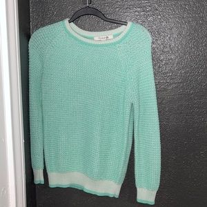 Mint green sweater with white
